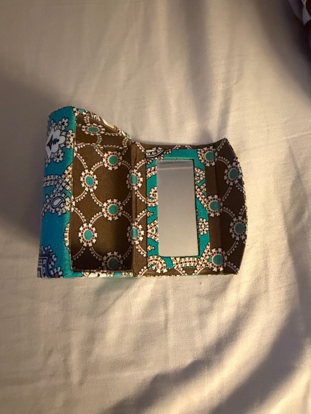 Turquoise & Brown Patterned  Vera Bradley lipstick holder .